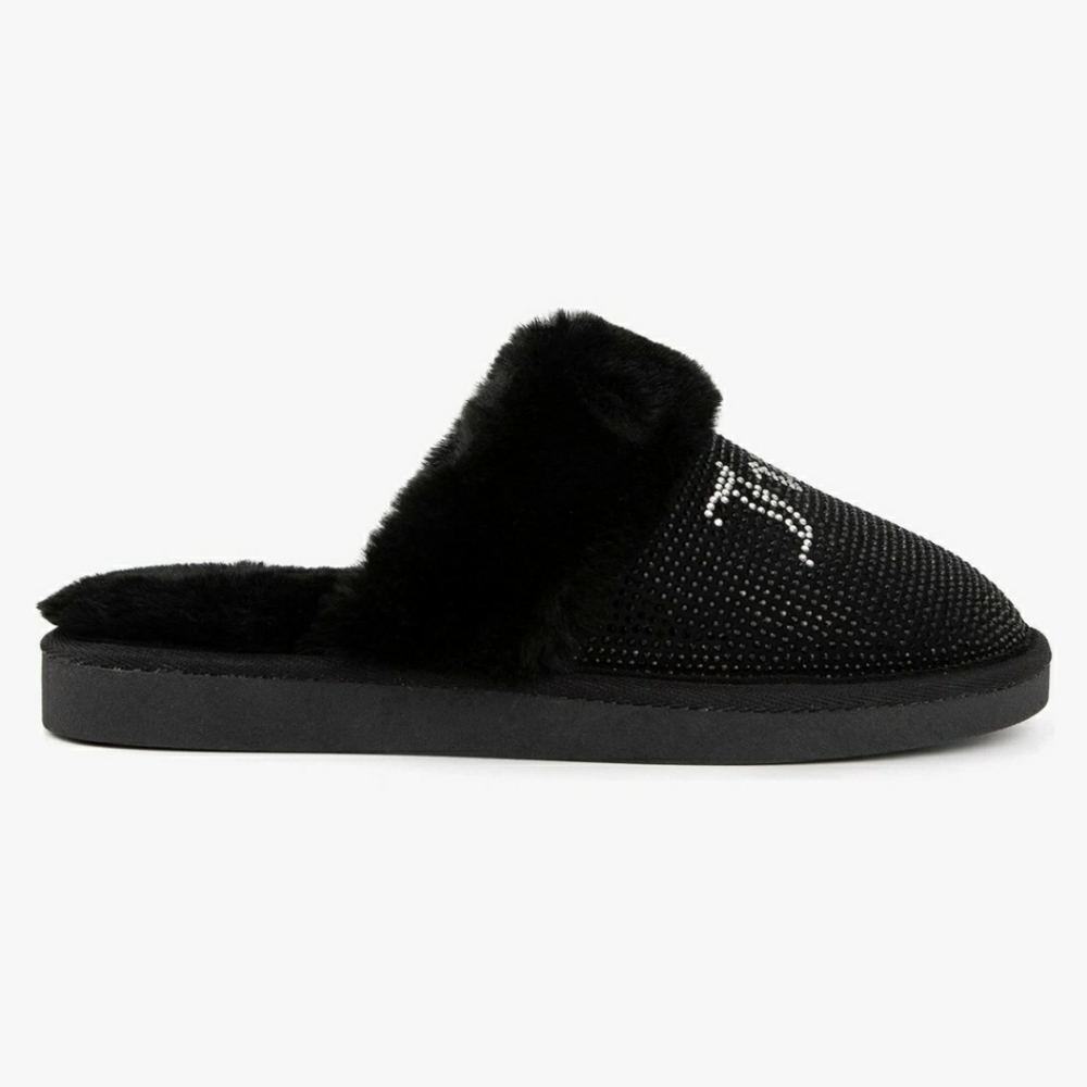 🔥NWT Juicy Couture OG Rhinestone Faux Fur Lined Slippers, Med